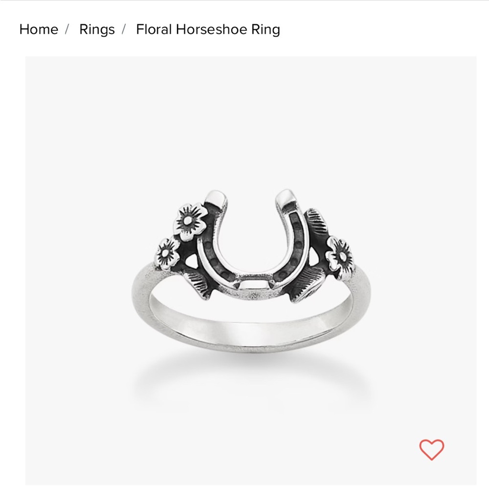 James Avery Silver Horseshoe Ring with Black Accents
